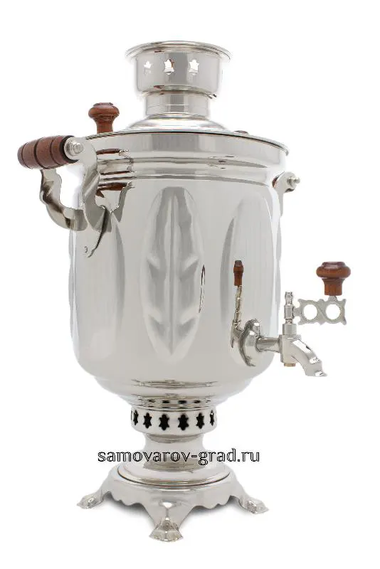 Самовар жаровой на дровах 5 л «Листовой», никель